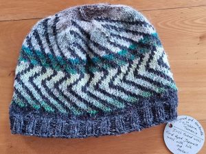 Hand knitted beanie natural dyed